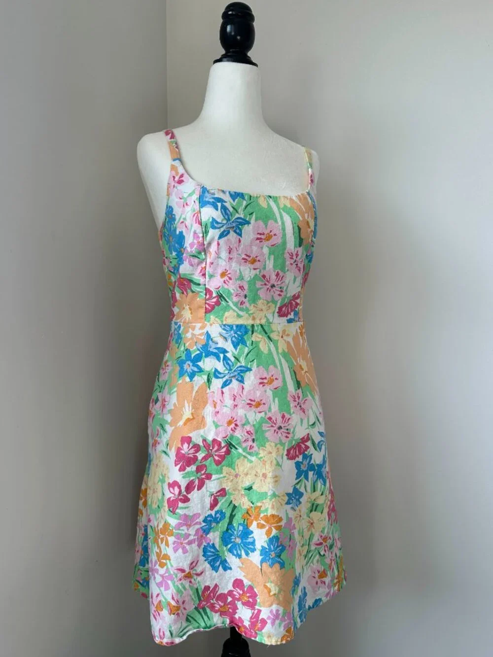 🌼 Old Navy Floral Linen Cottagecore Mini Dress Small - Picture 6 of 7